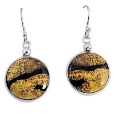 925 sterling silver 11.93cts natural malinga jasper round dangle earrings y76926