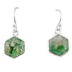 925 sterling silver 6.89cts natural moss agate hexagon dangle earrings y75772