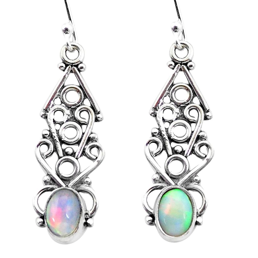 925 sterling silver 3.32cts natural multi color ethiopian opal earrings p25714