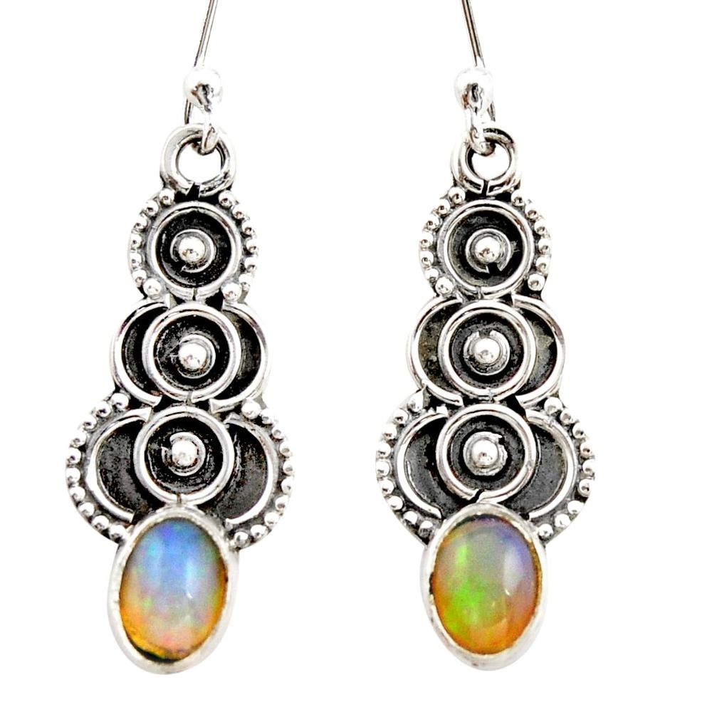 925 sterling silver 3.17cts natural multi color ethiopian opal earrings r21808