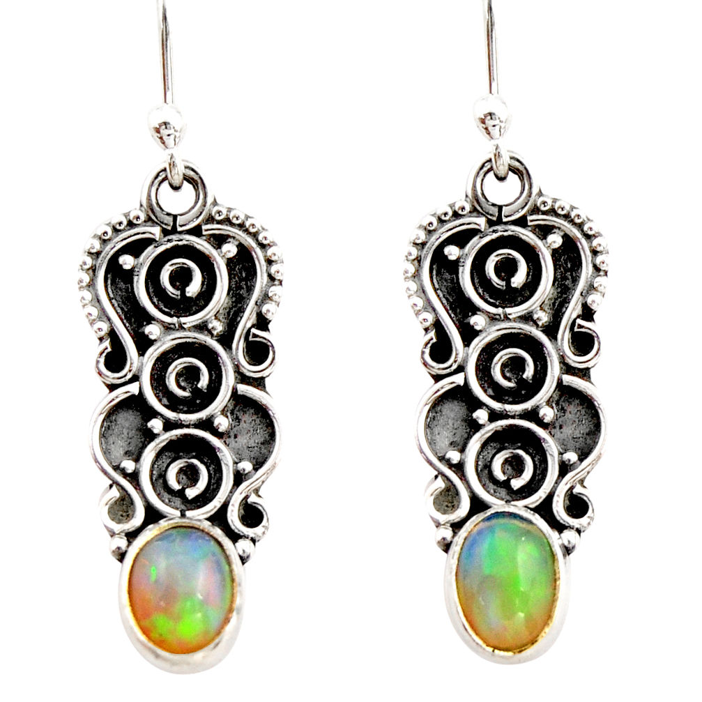 925 sterling silver 3.18cts natural multi color ethiopian opal earrings r21816