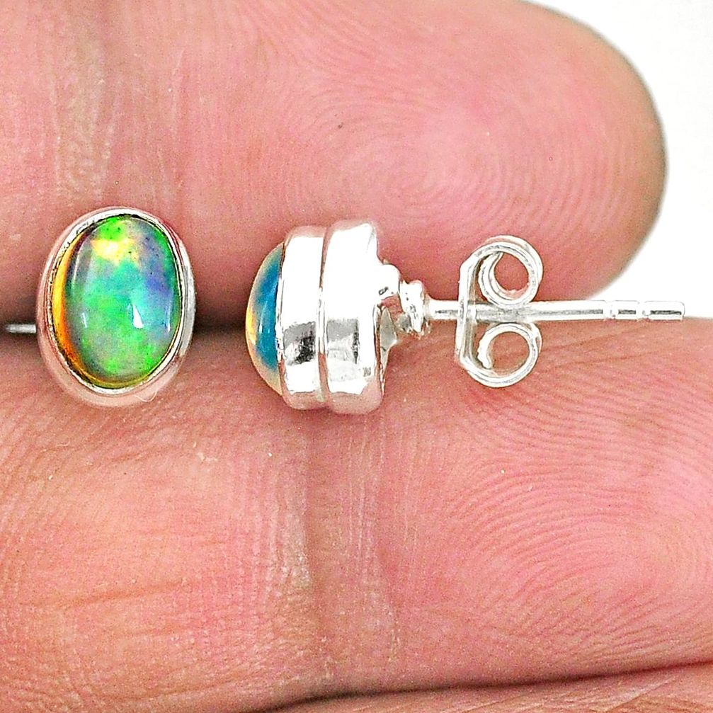 925 sterling silver 2.26cts natural multi color ethiopian opal earrings t2974