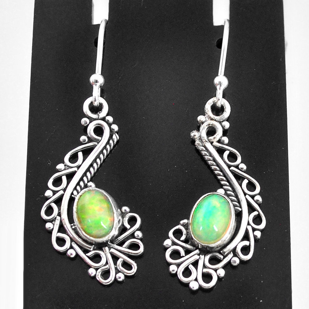 925 sterling silver 3.42cts natural multi color ethiopian opal earrings t4004