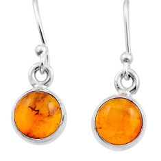 925 sterling silver 2.49cts natural orange amber dangle earrings jewelry u12916