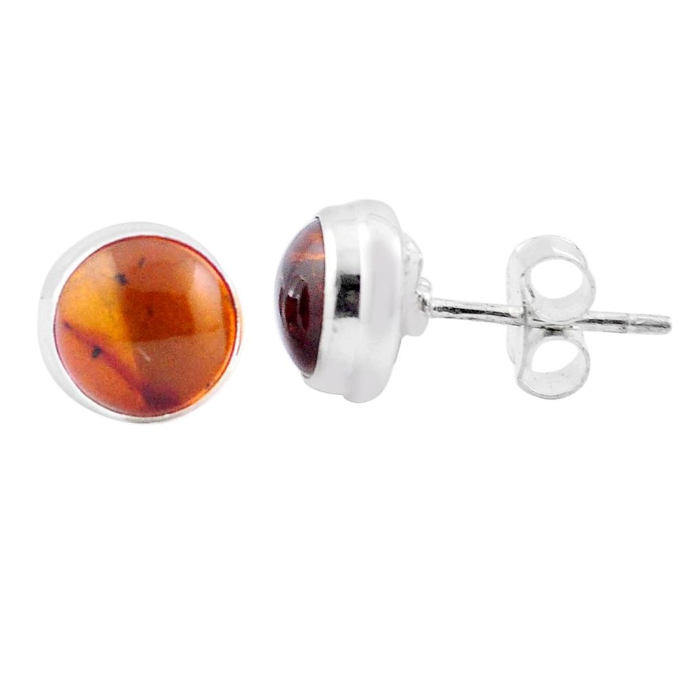 925 sterling silver 2.05cts natural orange amber stud earrings jewelry u12751