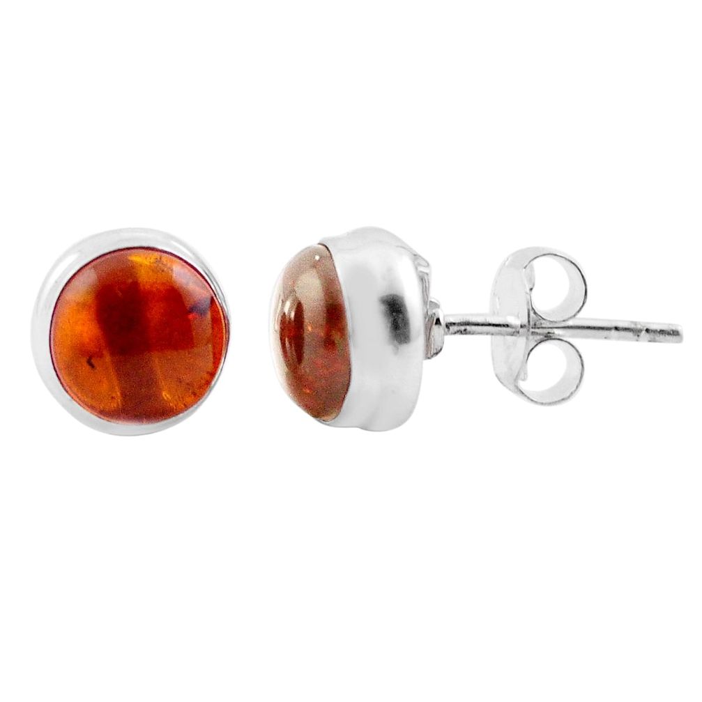 925 sterling silver 2.29cts natural orange amber stud earrings jewelry u12759
