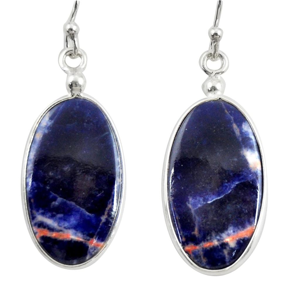 925 sterling silver 11.28cts natural orange sodalite dangle earrings r28887