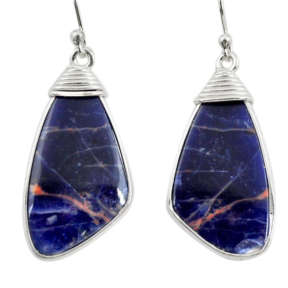 925 sterling silver 12.94cts natural orange sodalite dangle earrings r28891