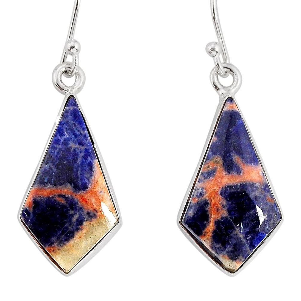 925 sterling silver 10.30cts natural orange sodalite dangle earrings y79983