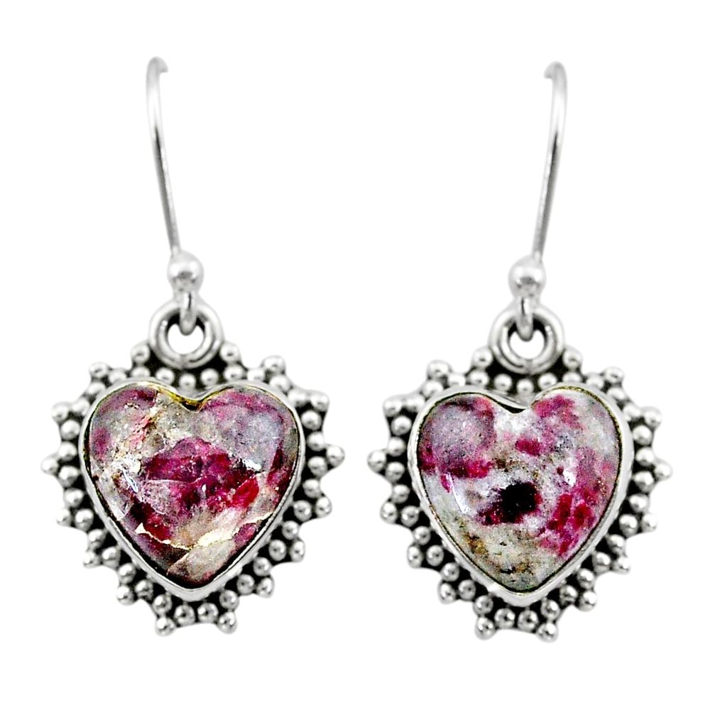 925 sterling silver 8.26cts natural pink eudialyte dangle earrings t41549