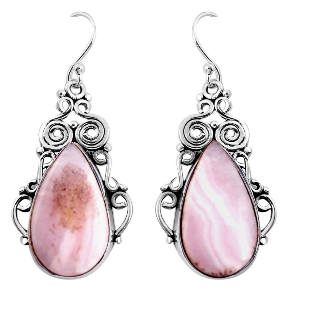 ver 17.95cts natural pink lace agate dangle earrings p91979