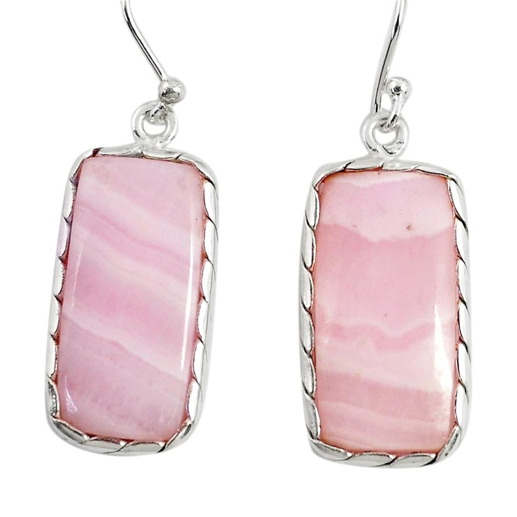 925 sterling silver 16.88cts natural pink lace agate dangle earrings r29164