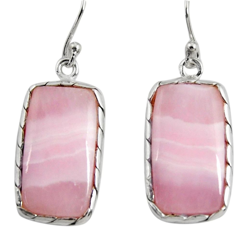 925 sterling silver 16.49cts natural pink lace agate dangle earrings r29174
