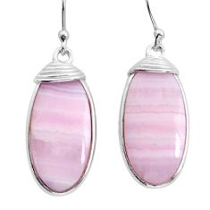 925 sterling silver 15.37cts natural pink lace agate dangle earrings y2514