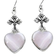 925 sterling silver 19.43cts natural pink lace agate holy cross earrings y15324