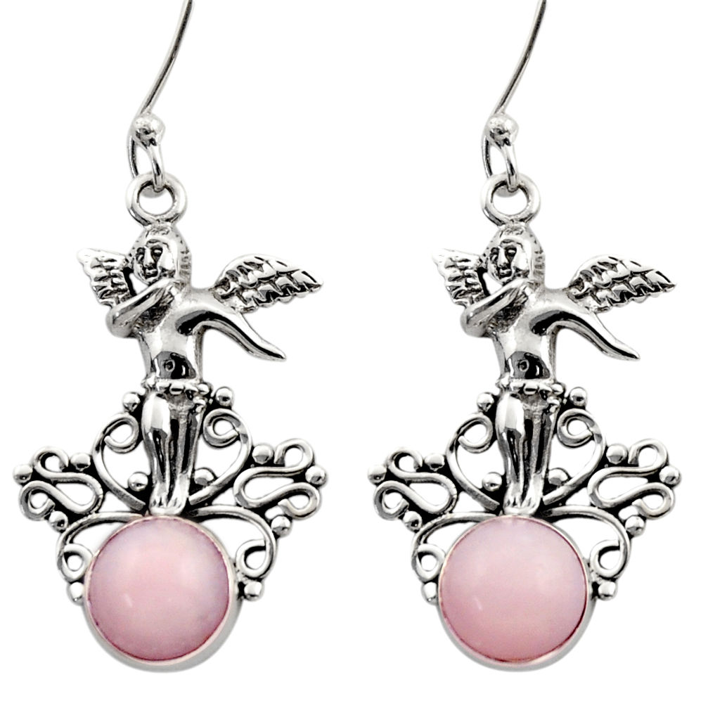 ver 5.50cts natural pink opal angel earrings jewelry d40769