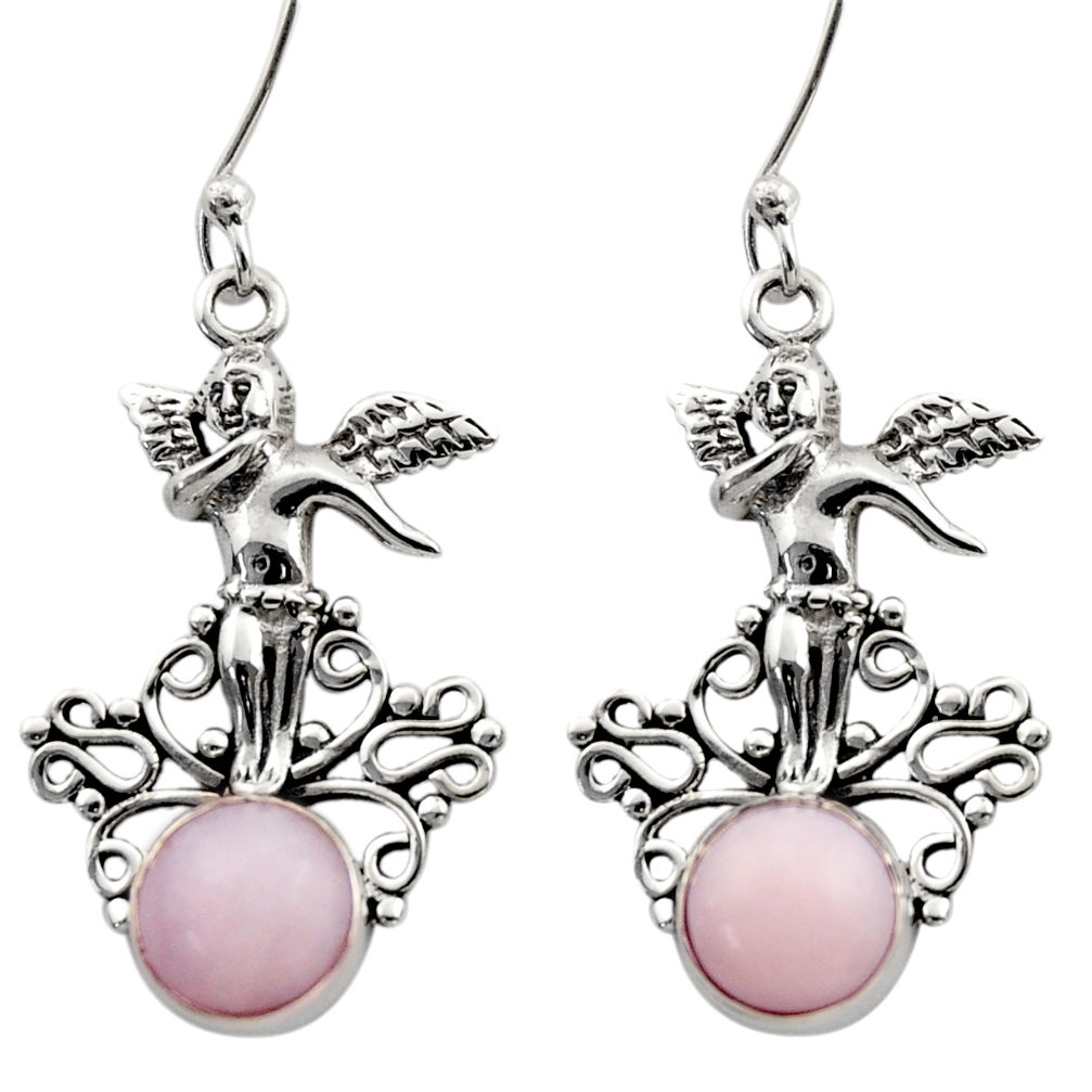 ver 6.32cts natural pink opal angel wings fairy earrings d40775