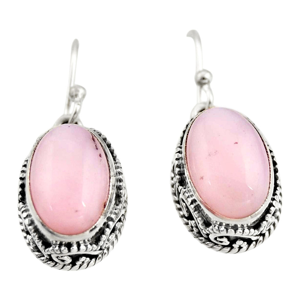 925 sterling silver 7.78cts natural pink opal earrings jewelry r21932