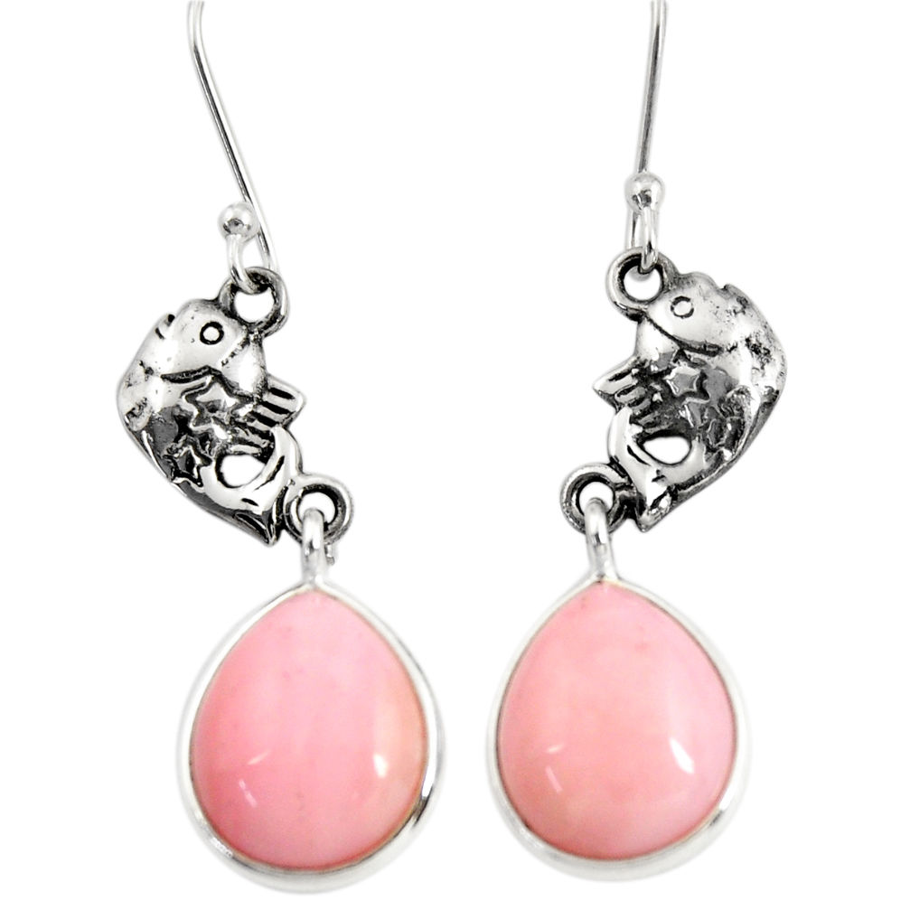 ver 12.22cts natural pink opal fish earrings jewelry d40464