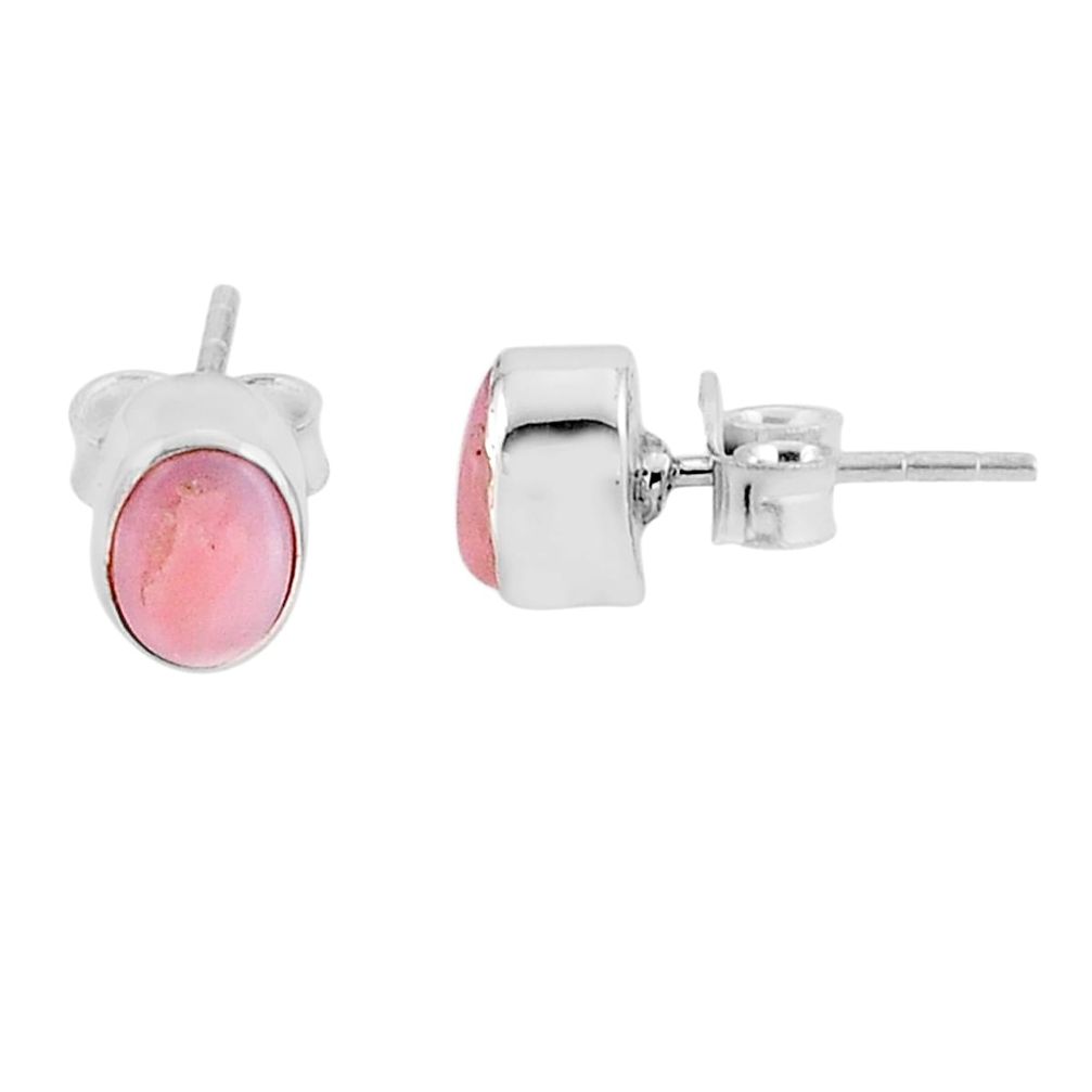 925 sterling silver 2.85cts natural pink opal round stud earrings jewelry y93212