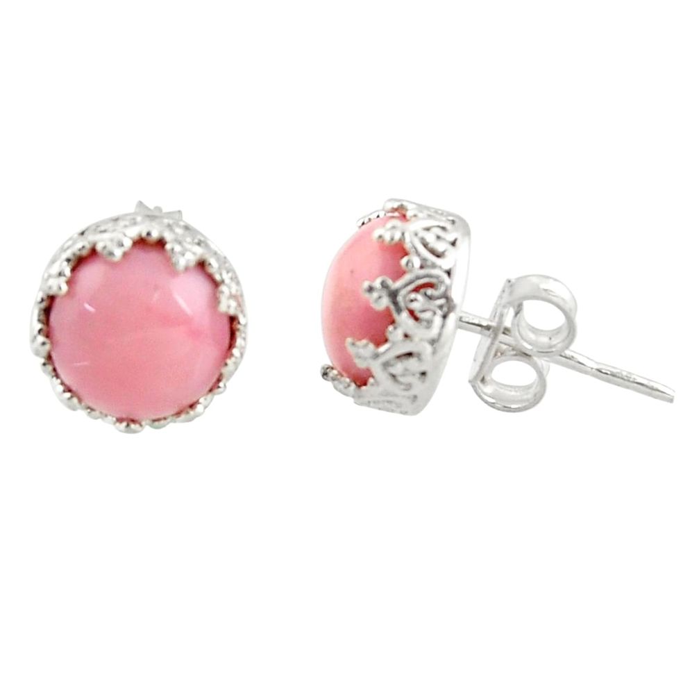 925 sterling silver 6.27cts natural pink opal stud earrings jewelry r37647