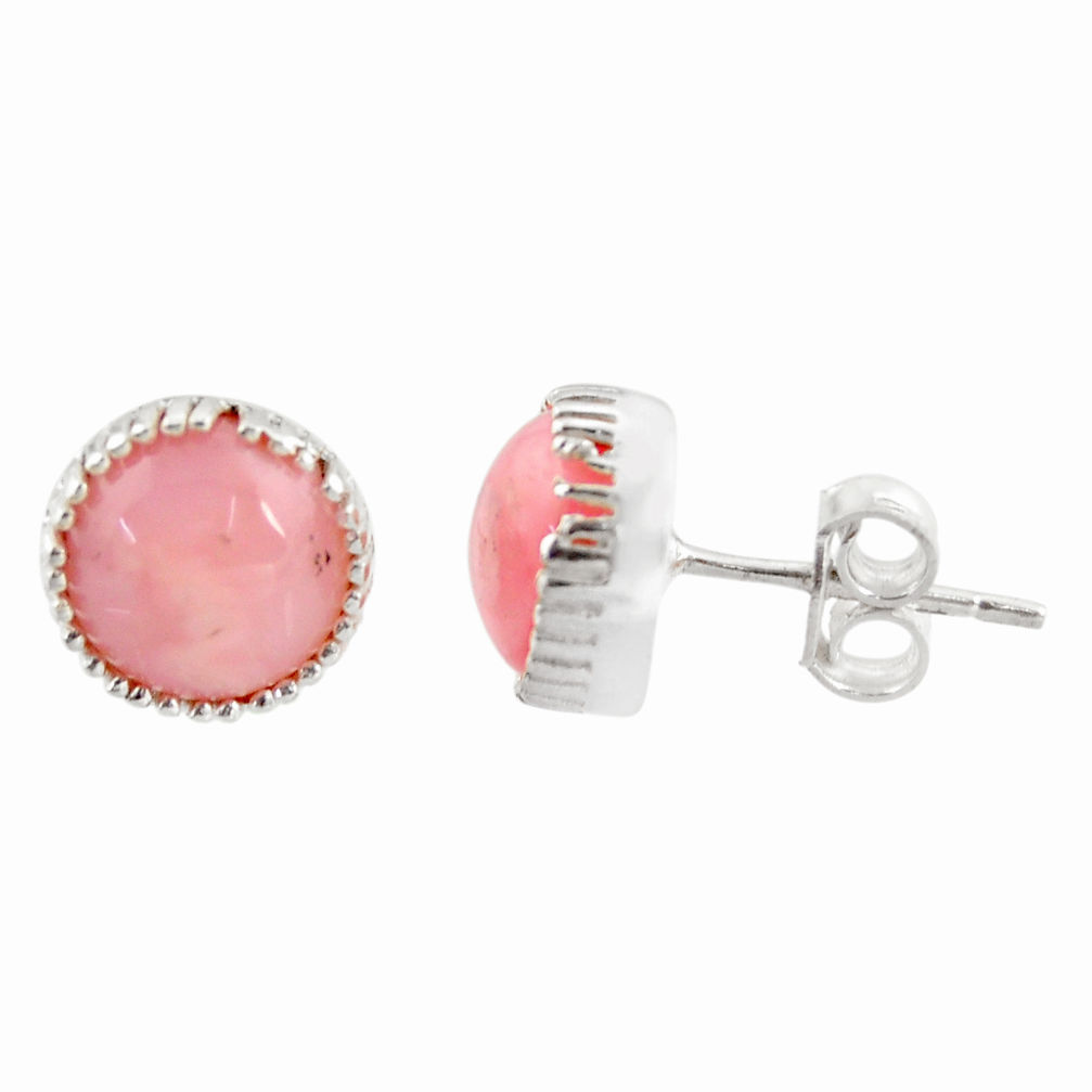 925 sterling silver 5.08cts natural pink opal stud earrings jewelry r37651