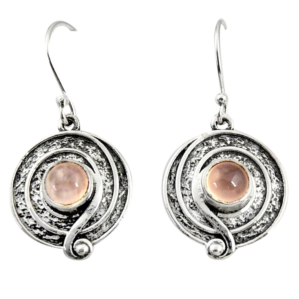 925 sterling silver 2.47cts natural pink rose quartz dangle earrings r35144