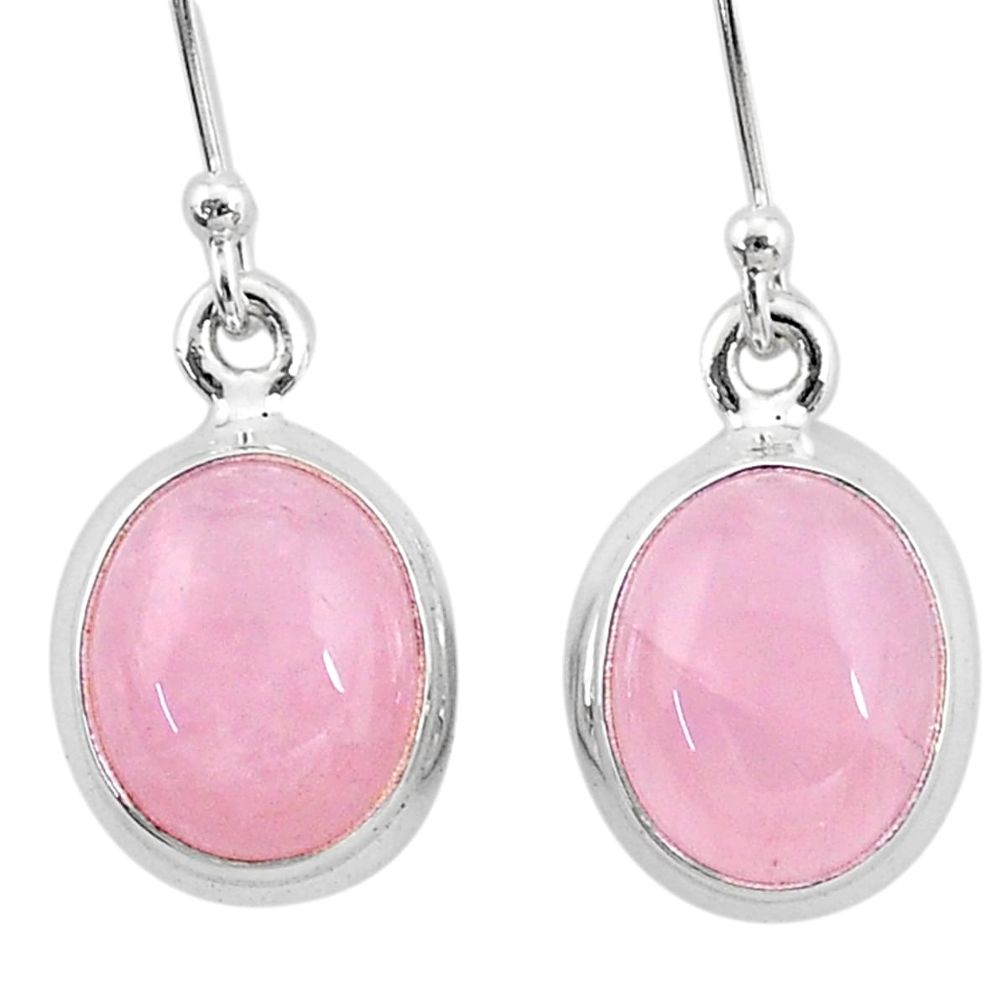 925 sterling silver 8.73cts natural pink rose quartz dangle earrings r96296