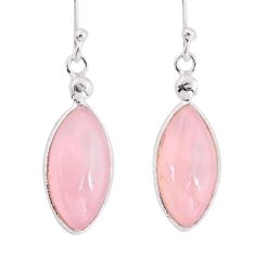 925 sterling silver 9.77cts natural pink rose quartz dangle earrings t80834