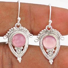 925 sterling silver 5.17cts natural pink rose quartz dangle earrings t84704