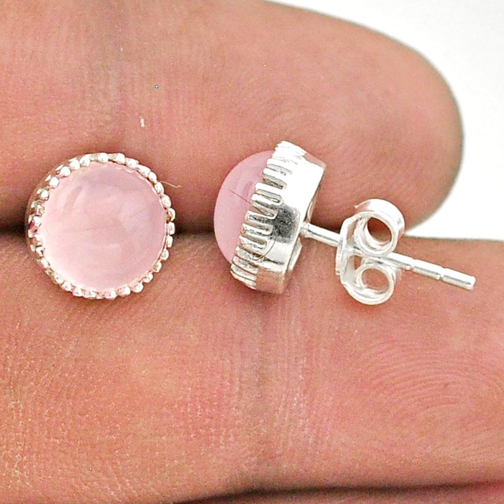 925 sterling silver 5.43cts natural pink rose quartz stud earrings t43727