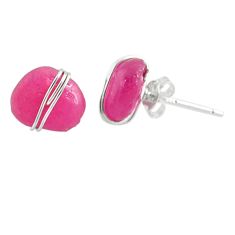 925 sterling silver 7.53cts natural pink ruby raw stud earrings jewelry r79694