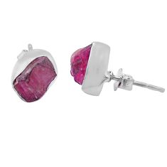 925 sterling silver 5.02cts natural pink tourmaline rough stud earrings u79756