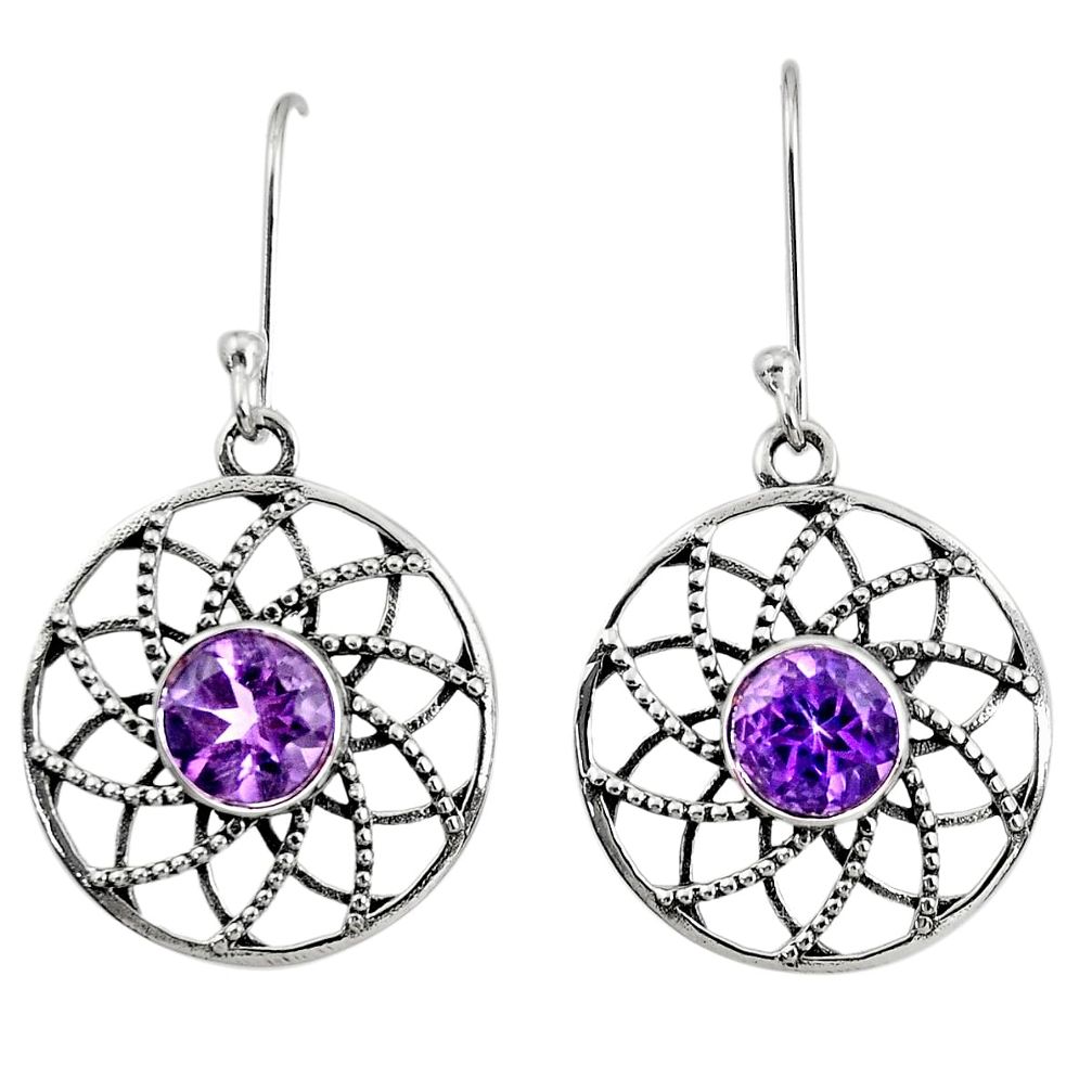 925 sterling silver 4.53cts natural purple amethyst dangle earrings d40128