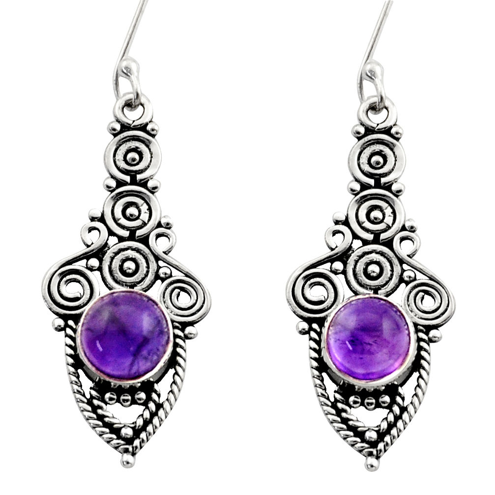 925 sterling silver 2.55cts natural purple amethyst dangle earrings d40756