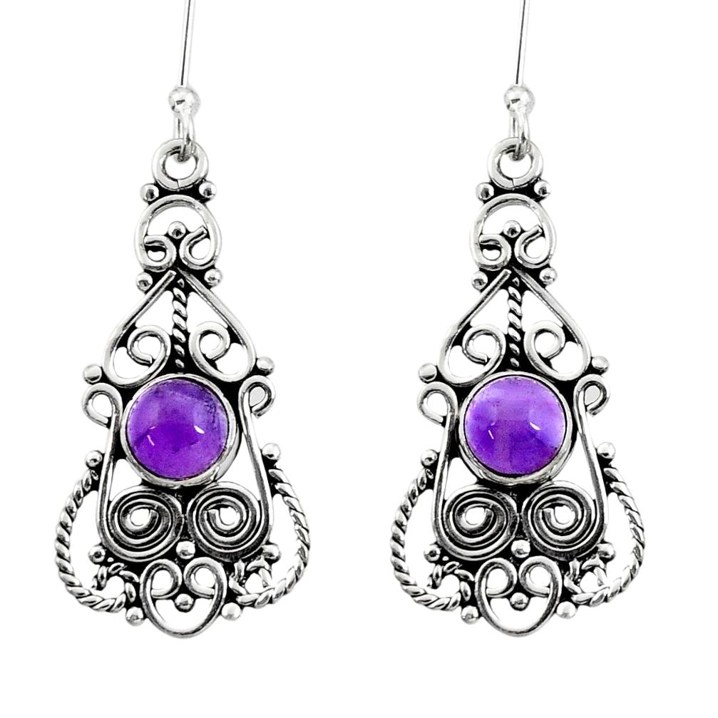 925 sterling silver 2.46cts natural purple amethyst dangle earrings d41124