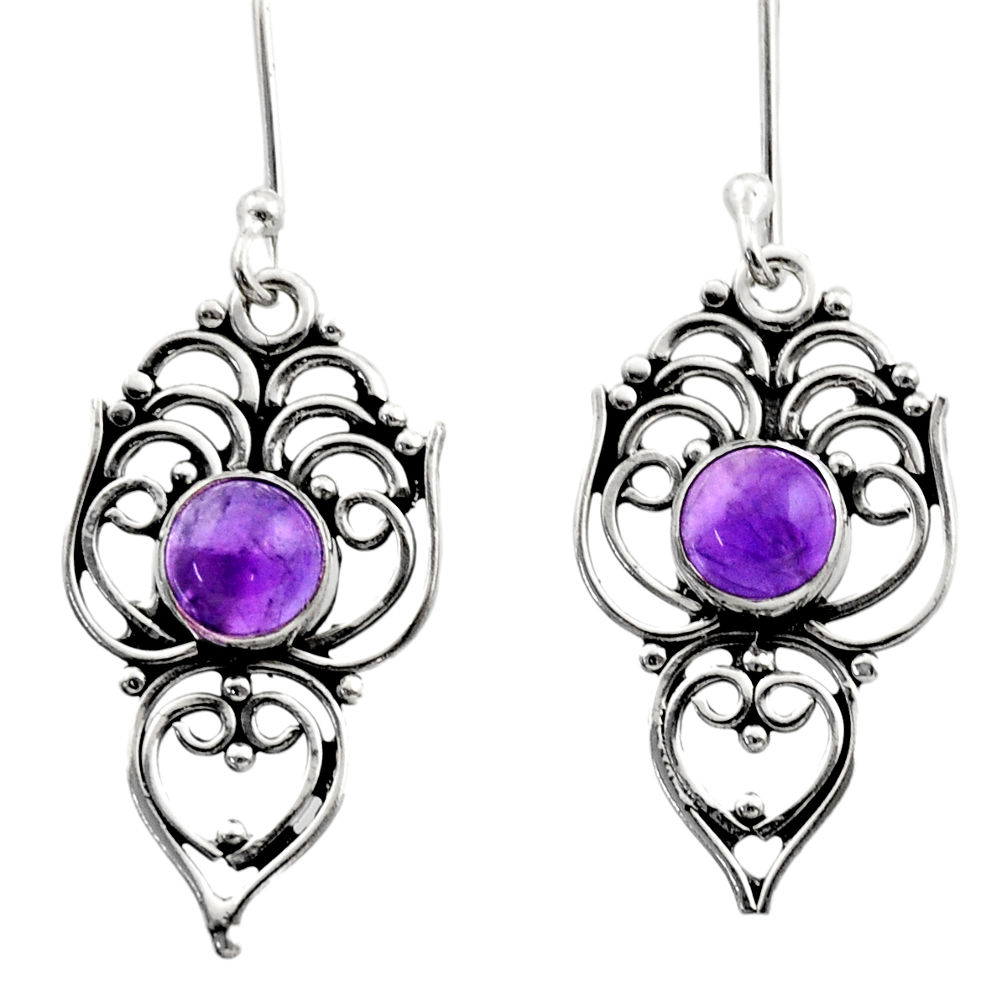 925 sterling silver 2.21cts natural purple amethyst dangle earrings d41128