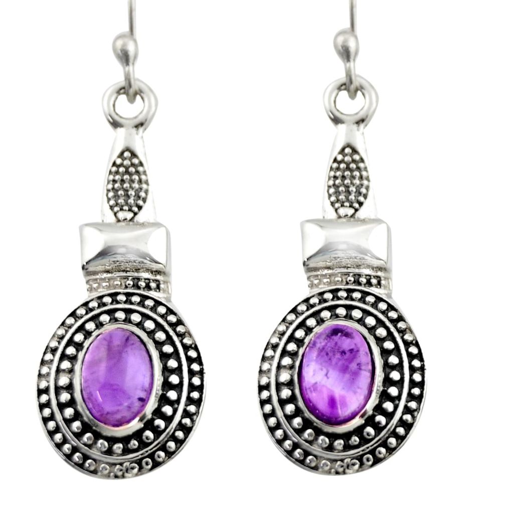 925 sterling silver 3.44cts natural purple amethyst dangle earrings d46952