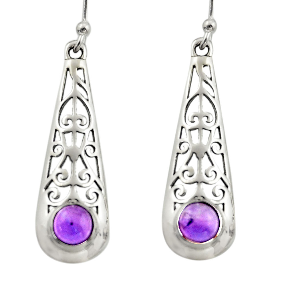 925 sterling silver 1.66cts natural purple amethyst dangle earrings d47580