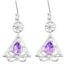 Clearance Sale- 925 sterling silver 3.42cts natural purple amethyst dangle earrings p29188