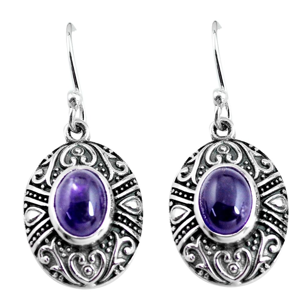 925 sterling silver 4.38cts natural purple amethyst dangle earrings p63968