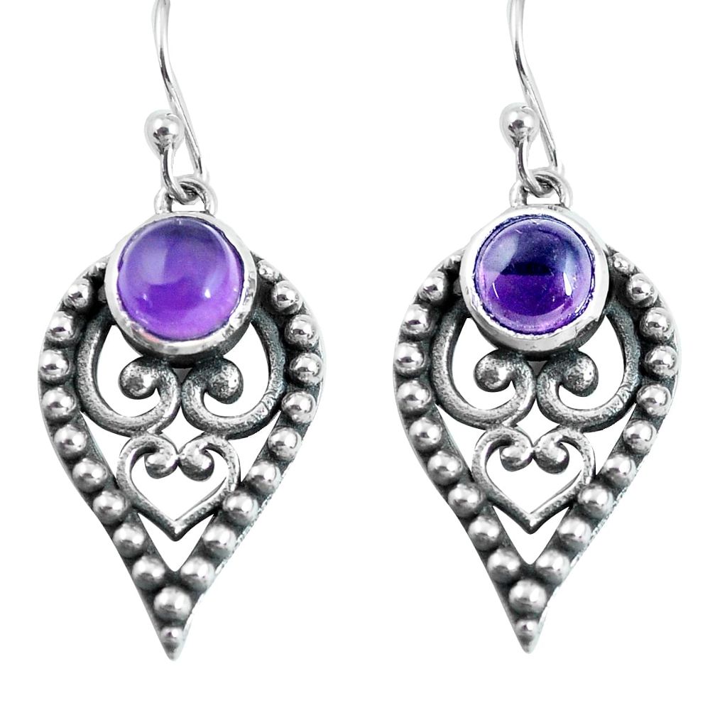 925 sterling silver 2.74cts natural purple amethyst dangle earrings p63988