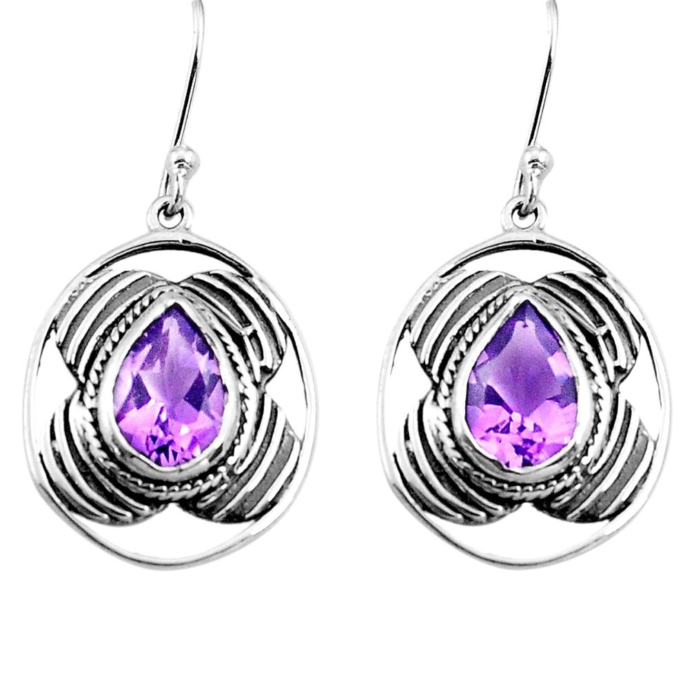 925 sterling silver 6.04cts natural purple amethyst dangle earrings p77569