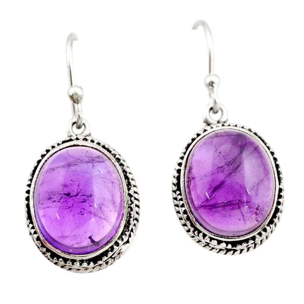 925 sterling silver 10.43cts natural purple amethyst dangle earrings r21837