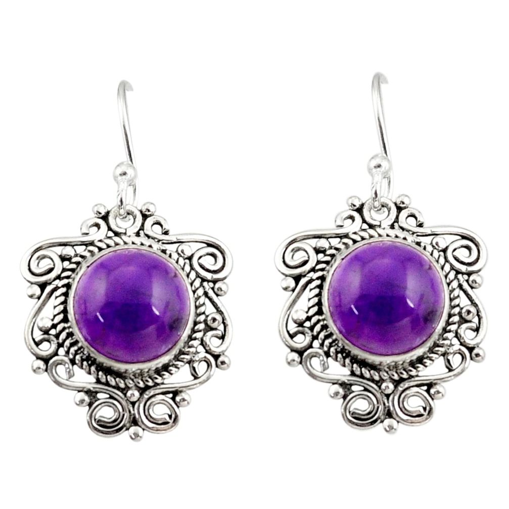 925 sterling silver 8.44cts natural purple amethyst dangle earrings r31047