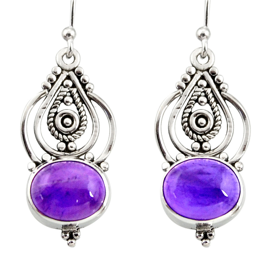 925 sterling silver 8.26cts natural purple amethyst dangle earrings r31098