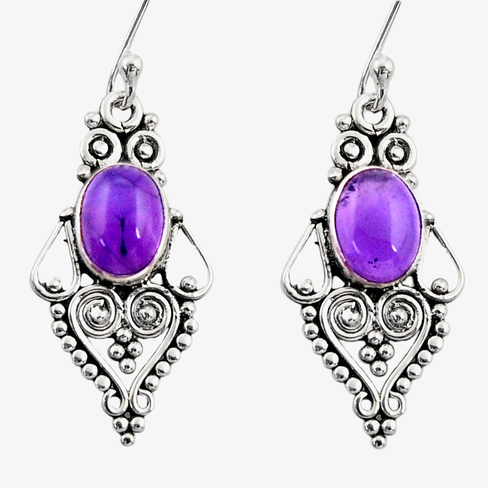 925 sterling silver 4.02cts natural purple amethyst dangle earrings r31184