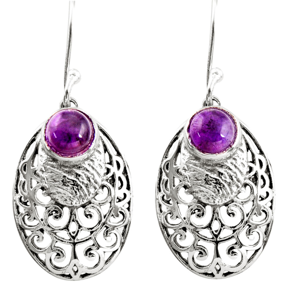 925 sterling silver 2.47cts natural purple amethyst dangle earrings r36584
