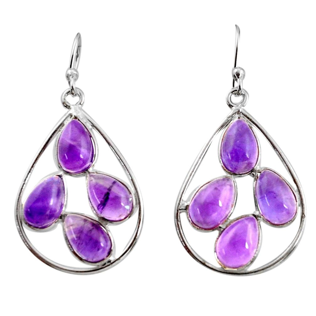 925 sterling silver 13.13cts natural purple amethyst dangle earrings r37364