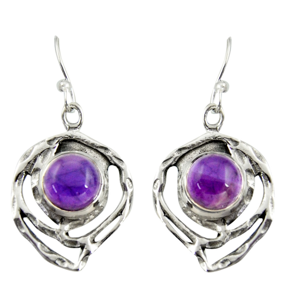 925 sterling silver 5.97cts natural purple amethyst dangle earrings r39168